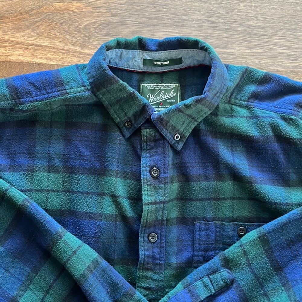 Woolrich Woolen Mills Trout Run flannel button down oxford shirt